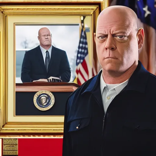 Prompt: Hank Schrader presidential inauguration, ultra intricate, ultra detailed, 8k, cinematic,