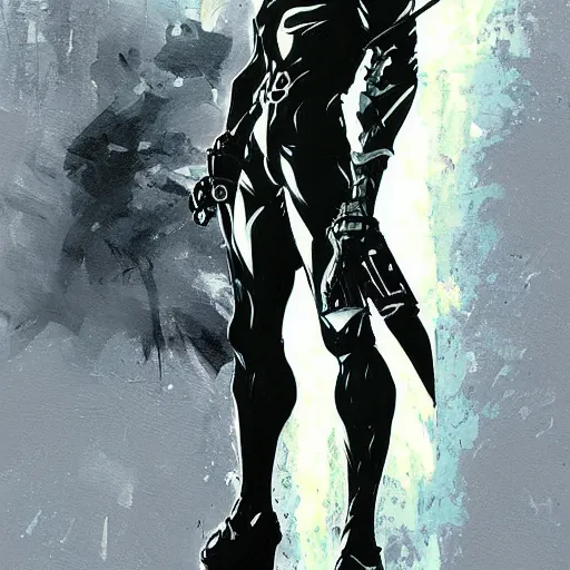 Prompt: a painting of sephiroth by yoji shinkawa, metal gear solid artwork, strong lines and bold colors, limited color palette, atmosphere and tension, japanese, trending on artstation