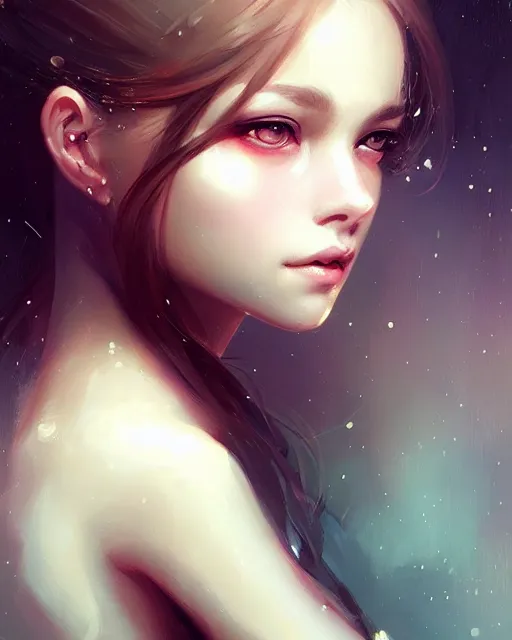 Prompt: girl portrait by wlop and charlie bowater, vivid, aesthetic, fine details, realistic eyes, masterpiece, busy background, bokeh, depth of field