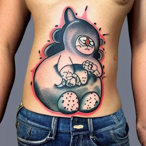 Image similar to full body tatoo ghibli chubby