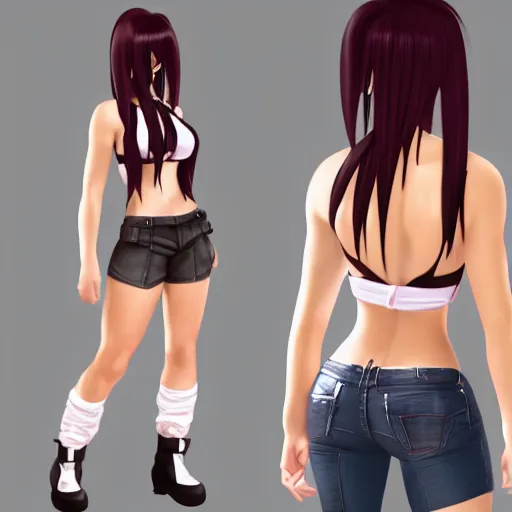 Image similar to full body shot of tifa lockhart, concept art trending on artstation