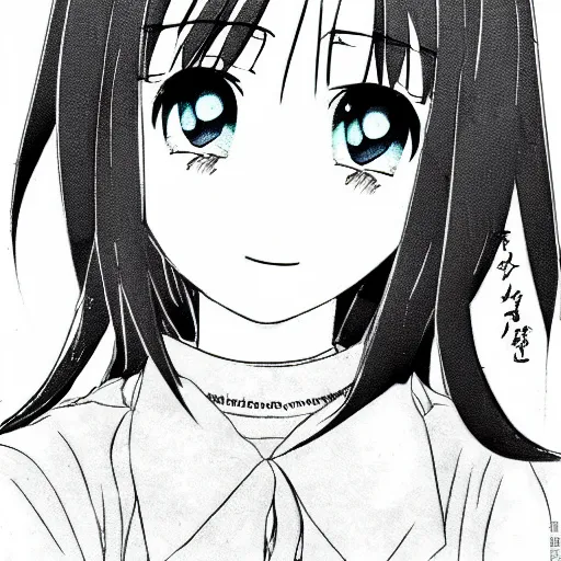 Image similar to it's an anime style portrait of megumi noda. she's kawaii, and virtually drawn in manga / anime style.