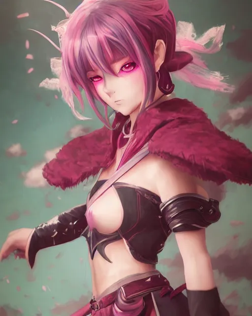 Image similar to an anime portrait of the pink sorceress of hearts from skyrim, by stanley artgerm lau, wlop, rossdraws, james jean, andrei riabovitchev, marc simonetti, and sakimichan, trending on artstation