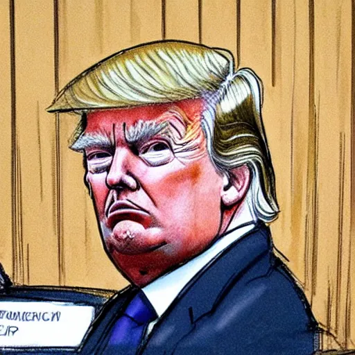 Image similar to Donald Trump in court