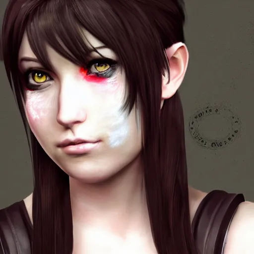 Image similar to concept art of tifa lockhart with facepaint, trending on artstation