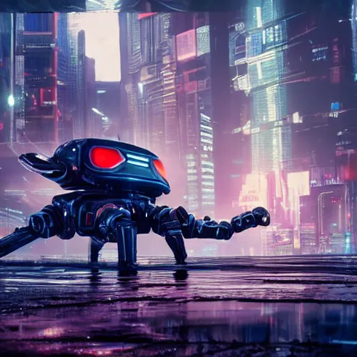 Image similar to a giant robotic shrimp standing in a dystopian city, cyberpunk, dystopian, god, evil, villain, sharp focus, dynamic lights, still, photograph, hyper realistic, masterpiece, digital, octane render, rendered, 3 d, blender, 3 d software, cinematic, cinematic lighting, dramatic lighting, dramatic, highly detailed, intricate details, texture, slime, cinematic composition