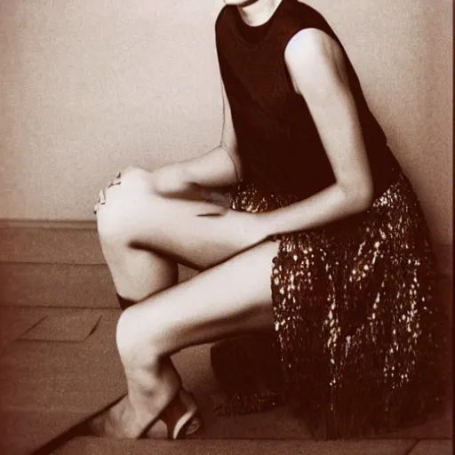 Prompt: Oksana Rogovtseva, a Soviet fashion model