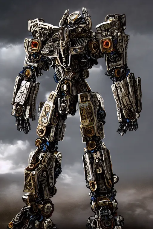 Image similar to cinematic still in machine - warrior - 2, intricate ornate humanoid mecha warrior,