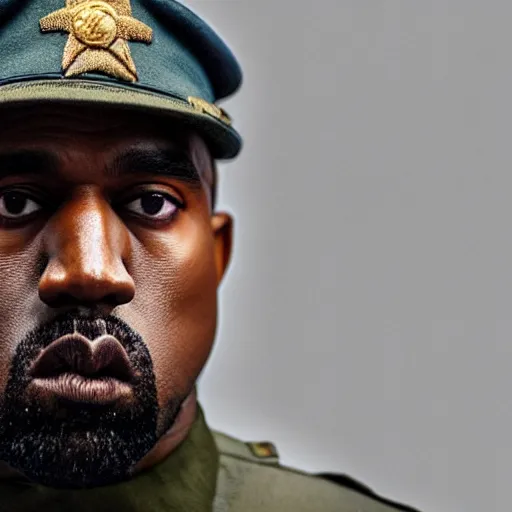 Image similar to Kanye West as a soldier in Chiraq, award winning historical photograph