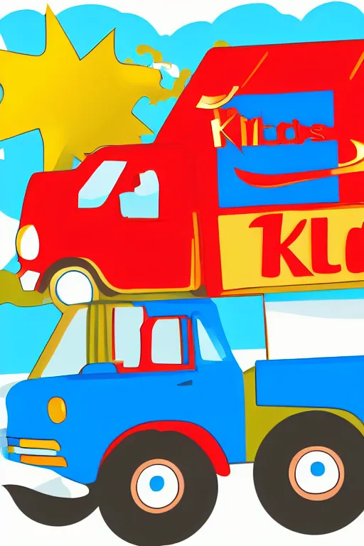 Prompt: kids birthday truck graphic clip art