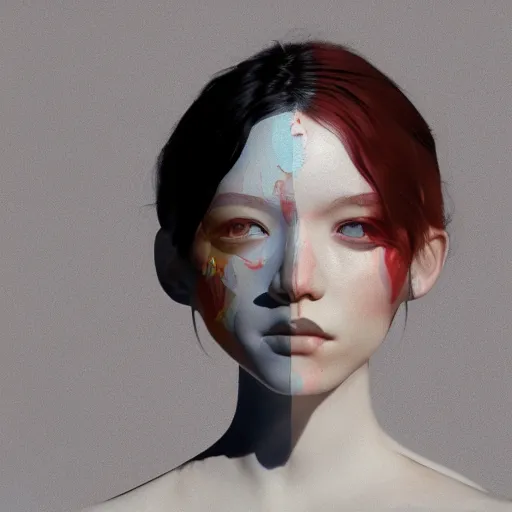 Prompt: abstract 3d female portrait 4 years old by james jean and Jason Chan, rendering, redshift, octane