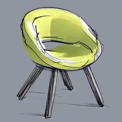 Image similar to a banana - shaped chair, design draft, sketch