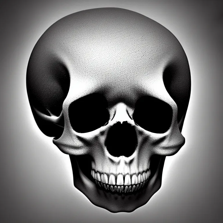 Image similar to black and white light 3D geometry, skull, matte bright highly detailed, poetic, 3D render, digital art, octane render, 8K artistic photography, photo-realistic, by Dora Maar