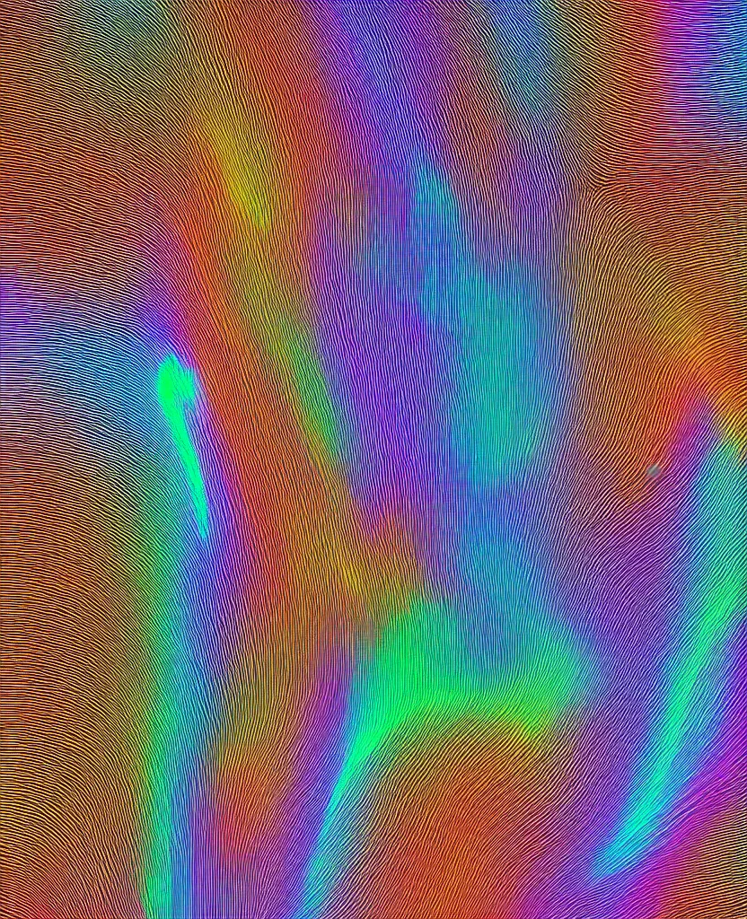 Prompt: stacked plot of radio emissions from a pulsar, abstracted light refractions and stripy interference, making the shape of a fluffy cat isolated on black, highly detailed high resolution, silk screen t-shirt design in the style of FELIPE PANTONE 4K