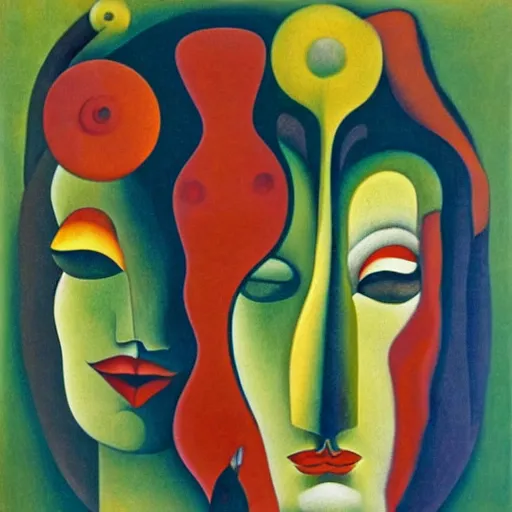 Image similar to floral face portrait by leonetto cappiello and wojciech siudmak and ernst fuchs, anni albers, oil on canvas