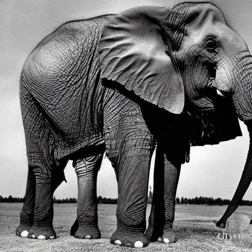 Image similar to an elephant with the chernobyl elephants foot. photograph.