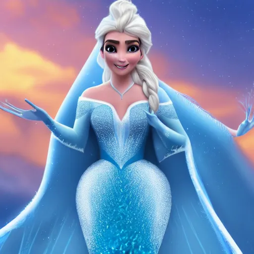 Image similar to kim kardashian as elsa in live action disney frozen, 8k resolution, full HD, cinematic lighting, award winning, anatomically correct