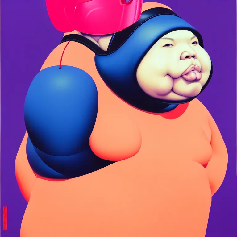 Prompt: portrait of a cute fat girl in a racing helmet by shusei nagaoka, kaws david rudnick, airbrush on canvas, pastell colors, cell shaded 8 k