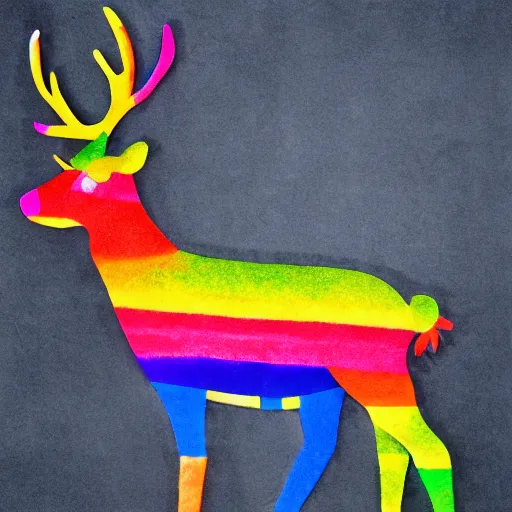 Image similar to Reindeer made out of shadows, rainbow, fursona, furry, back, male furry anthro,