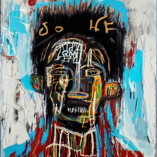 Image similar to A extremely highly detailed majestic hi-res beautiful immaculate head and shoulders painting of a strong black african man by Jean-Michel Basquiat, 8k, high textures, hyper sharp, insanely detailed and intricate, super detailed, 4k HDR high quality