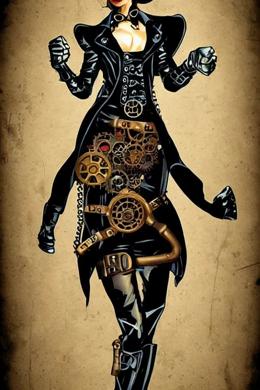 Image similar to steampunk superhero