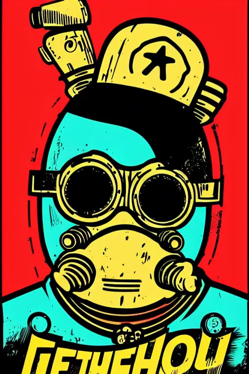 Image similar to fallout 7 6 retro futurist illustration art by butcher billy, sticker, colorful, illustration, highly detailed, simple, smooth and clean vector curves, no jagged lines, vector art, smooth andy warhol style