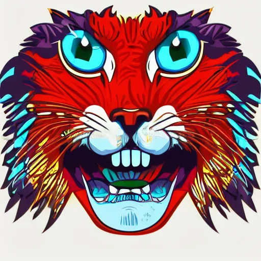 Image similar to Blood thirsty emperor of the world kitten, sticker, highly detailed, colorful, illustration, drama, smooth and clean vector curves, no jagged lines, vector art, smooth