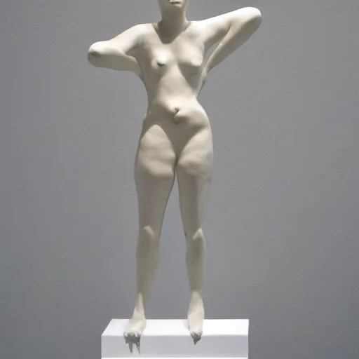 Prompt: modern art, sculpture of a woman, white clay, moma