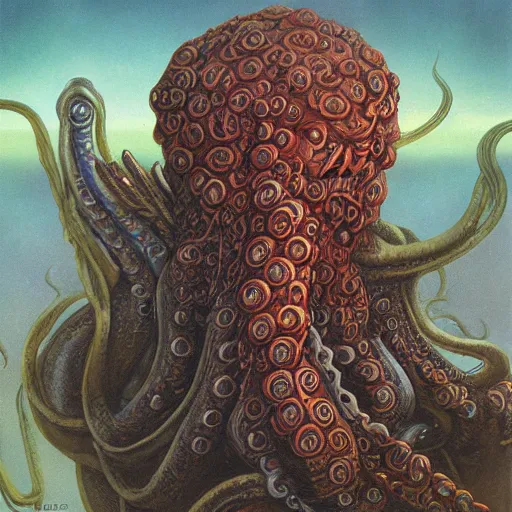 Prompt: portrait of a tentacle warrior, by Gerald Brom