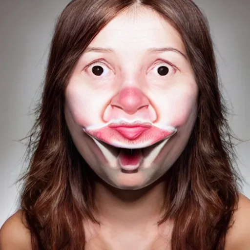 Image similar to woman with swapped eyes and mouth