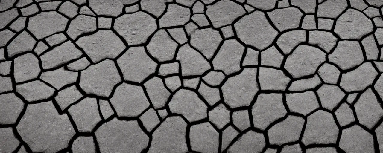 Image similar to rocky hexagon formations, rainy, wet, puddles, overcast, landscape