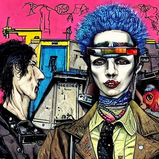 Image similar to punk album cover, psychedelic, enki bilal