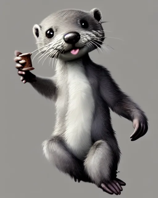 Image similar to character concept art of a cute young male grey anthropomorphic gray furry otter | | cute - fine - face, pretty face, key visual, realistic shaded perfect face, fine details by stanley artgerm lau, wlop, rossdraws, james jean, andrei riabovitchev, marc simonetti, and sakimichan, trending on artstation