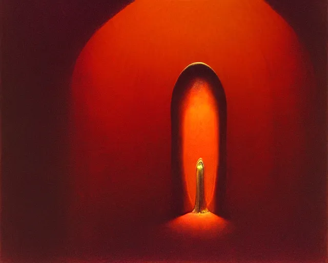 Image similar to lamprey by francis bacon, beksinski, mystical redscale photography evocative. devotion to the scarlet woman in her cathedral, priestess in a conical hat, coronation, ritual, sacrament