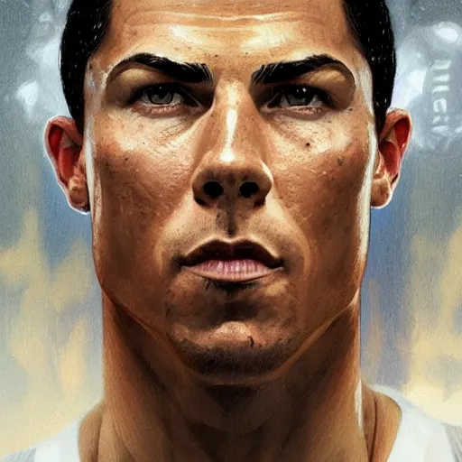 Prompt: portrait of Christiano Ronaldo as Homelander, accurate, intricate, headshot, highly detailed, digital painting, artstation, concept art, sharp focus, illustration, art by artgerm and greg rutkowski and alphonse mucha