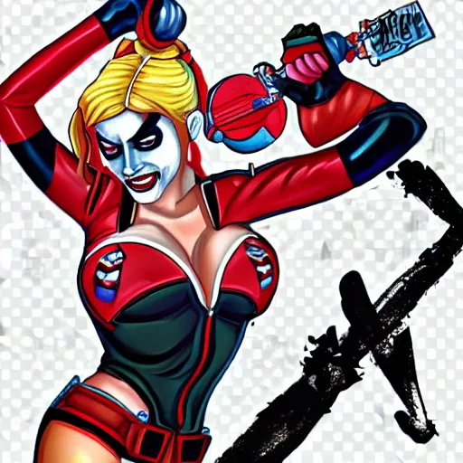 Image similar to harley quinn, fanart,