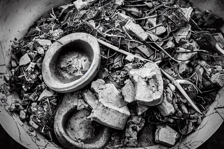 Prompt: bowl of city rubble