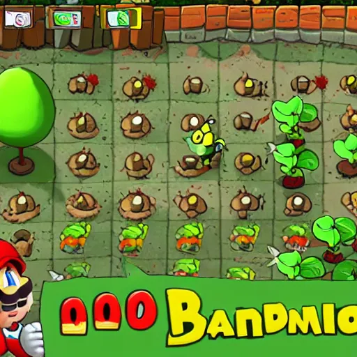 Image similar to Mario brothers in Plants vs Zombies, in-game screenshot