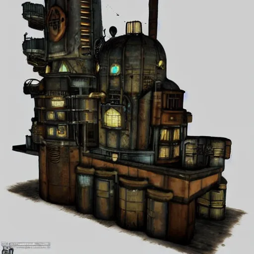 Image similar to a steampunk version of the citadel from half - life