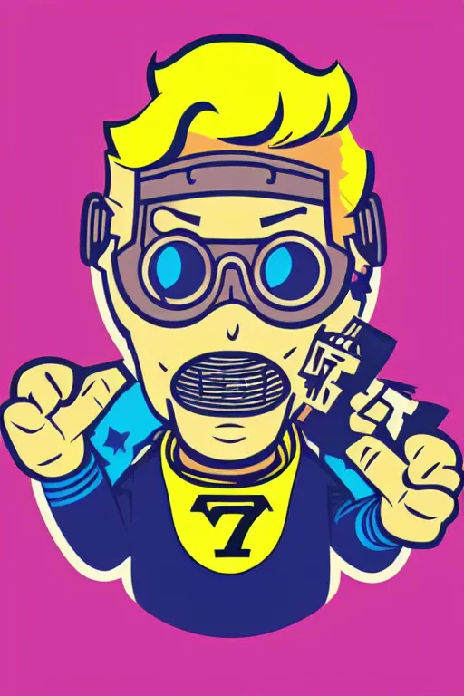 Image similar to fallout 7 6 retro futurist illustration art by butcher billy, sticker, colorful, illustration, highly detailed, simple, smooth and clean vector curves, no jagged lines, vector art, smooth andy warhol style