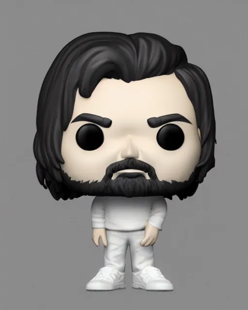 Image similar to full body 3d render of Charles Manson as a funko pop, studio lighting, white background, blender, trending on artstation, 8k, highly detailed