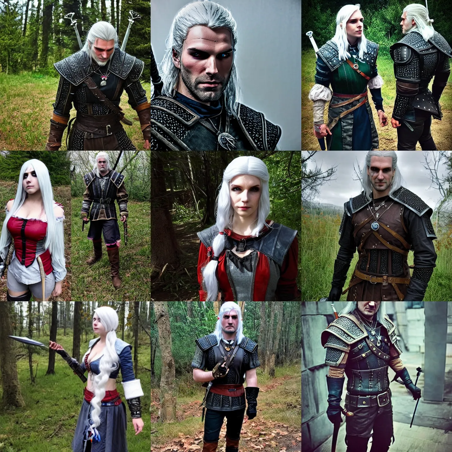 Prompt: poor cosplay of the witcher