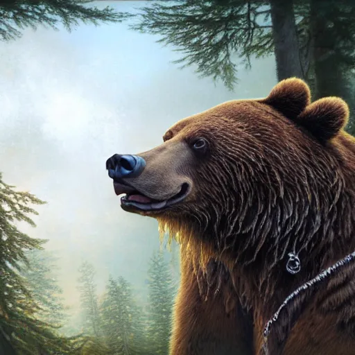 Prompt: Realistic brown bear playing (Albert King, Jimi Hendrix, Lenny Kravitz, Michael Schenker, Rudolph Schenker, Michael Weikath)'s guitar, by Antonio Caparo and Ferdinand Knab and Greg Rutkowski UHD photorealistic trending on artstation