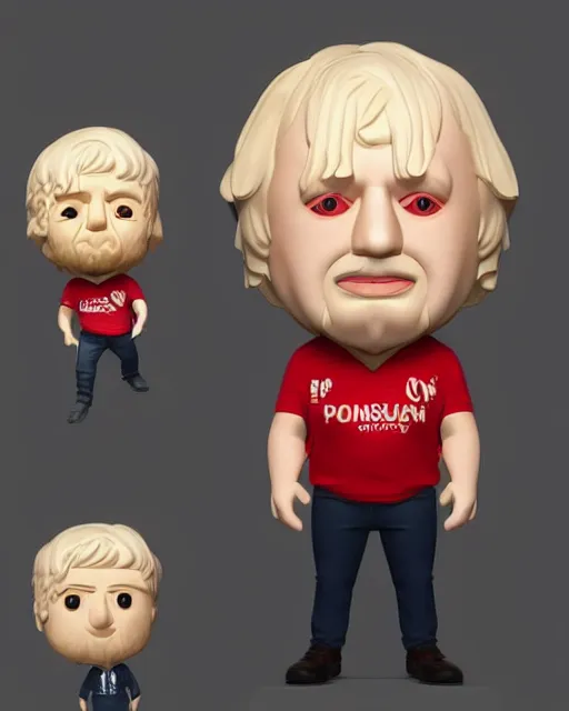 Image similar to full body 3d render of boris johnson as a funko pop, studio lighting, white background, blender, trending on artstation, 8k, highly detailed