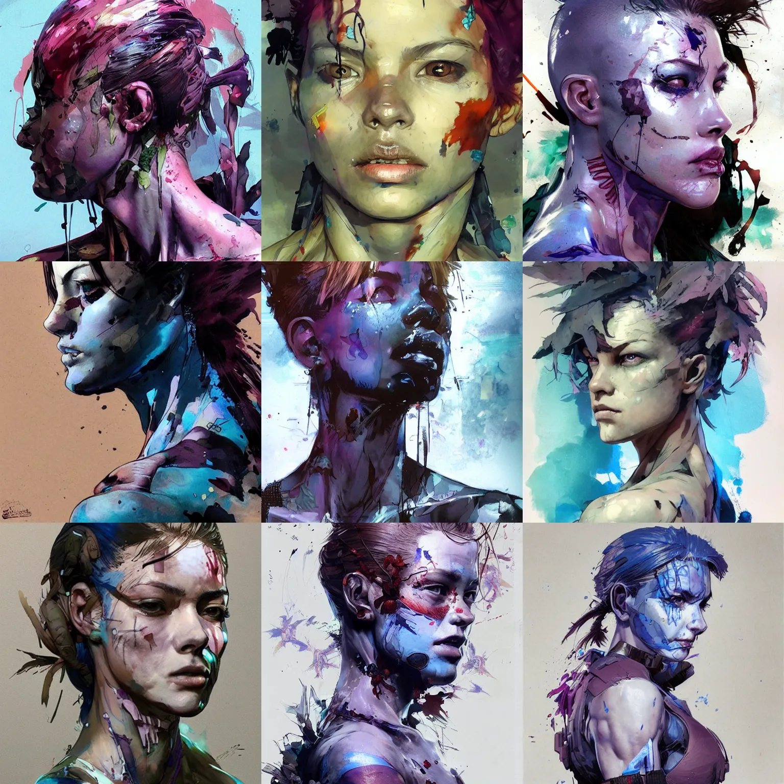 Prompt: a beautiful side portrait of an infected female soldier. lots of mushrooms and fungi over her skin, blue purplish tone. art by yoji shinkawa and sandra chevrier, trending on artstation, award - winning, perfect composition.