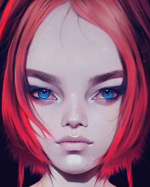 Image similar to really cool up close portrait of a beautiful danish heavy metal fan girl in tshirt, by saruei and guweiz and ilya kuvshinov and rockwell and warhol and range murata!!, magic art, sleek curves, intricate sharp focus, trending on artstation hq, deviantart, pinterest, unreal engine 5, 4 k uhd image