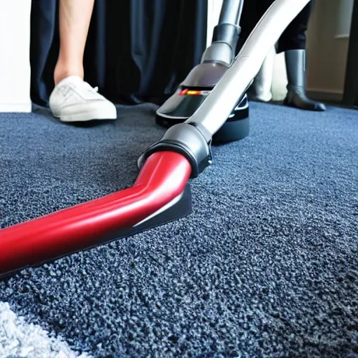 Image similar to a photo of darth vader vacuuming the carpet