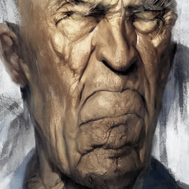 Image similar to avatar aang as a frail old man, portrait, elegant, intricate, digital painting, artstation, concept art, smooth, sharp focus, illustration, art by konstantin korovin and daniel f. gerhartz and john howe