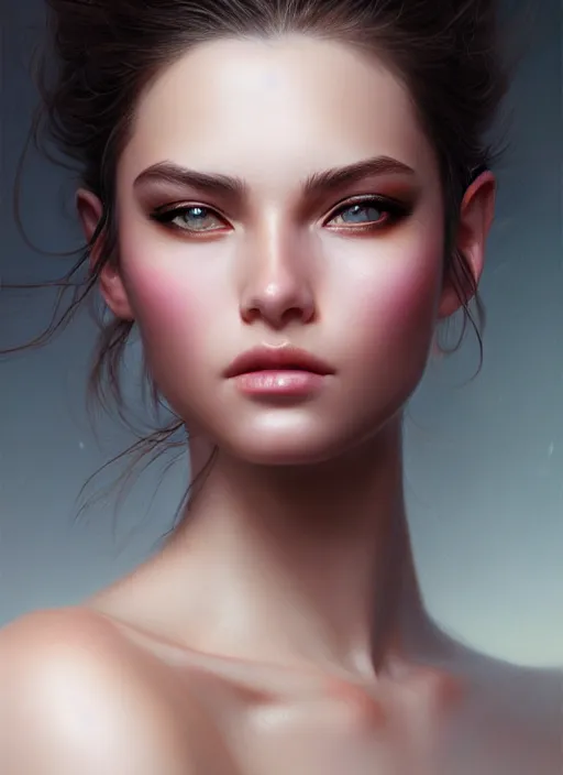 Image similar to a gorgeous female photo, professionally retouched, award winning, hyperdetailed, rendered in vue, soft lighting, feather hair, realistic, smooth face, perfect eyes, wide angle, sharp focus on eyes, 8 k high definition, insanely detailed, intricate, elegant, art by artgerm and greg rutkowski