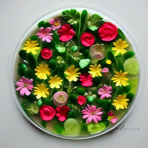 Prompt: flower jello art